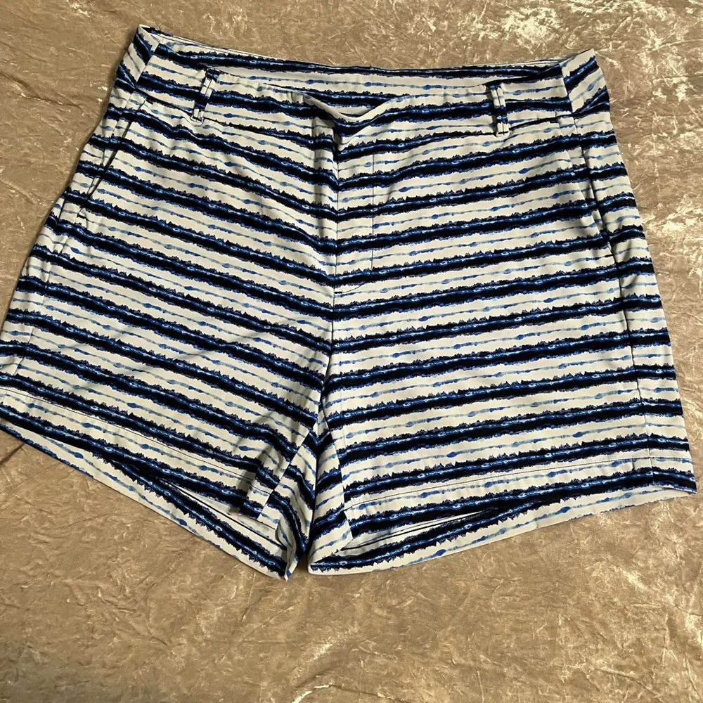 Striped Blue & White Women’s Shorts - Picture 1 of 8